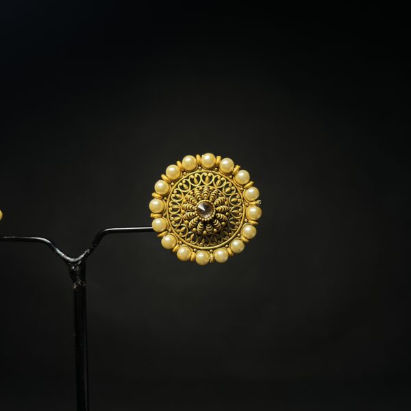 Antique Pearl Stud Earrings – Classic Ethnic Look - Image 2