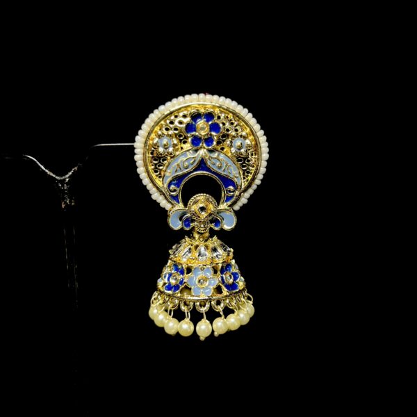 Meenakari Floral Jhumka Earrings with Pearl Latkan – Available in 5 Colors - Image 11