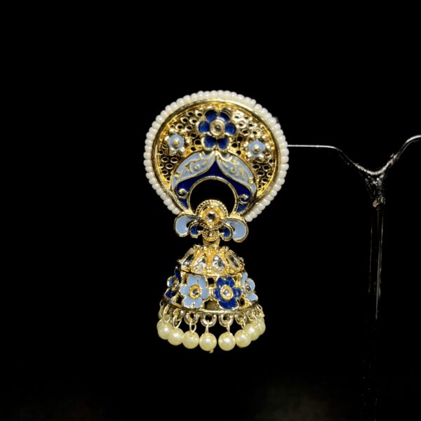 Meenakari Floral Jhumka Earrings with Pearl Latkan – Available in 5 Colors - Image 10
