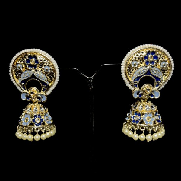 Meenakari Floral Jhumka Earrings with Pearl Latkan – Available in 5 Colors - Image 15