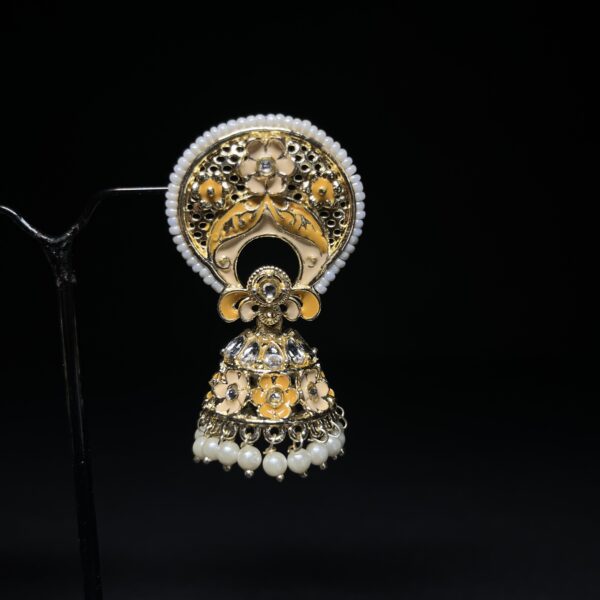 Meenakari Floral Jhumka Earrings with Pearl Latkan – Available in 5 Colors - Image 5