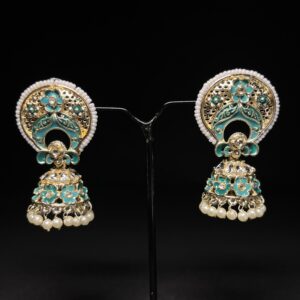 Meenakari Floral Jhumka Earrings with Pearl Latkan – Available in 5 Colors