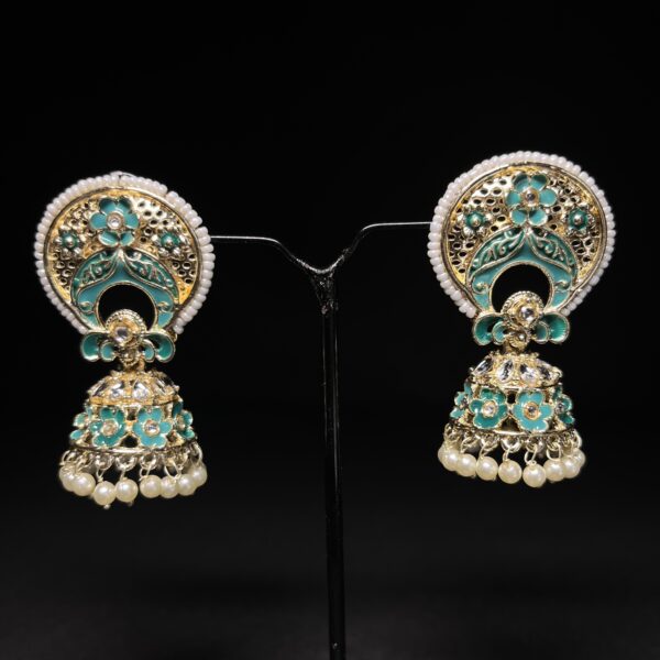 Meenakari Floral Jhumka Earrings with Pearl Latkan – Available in 5 Colors