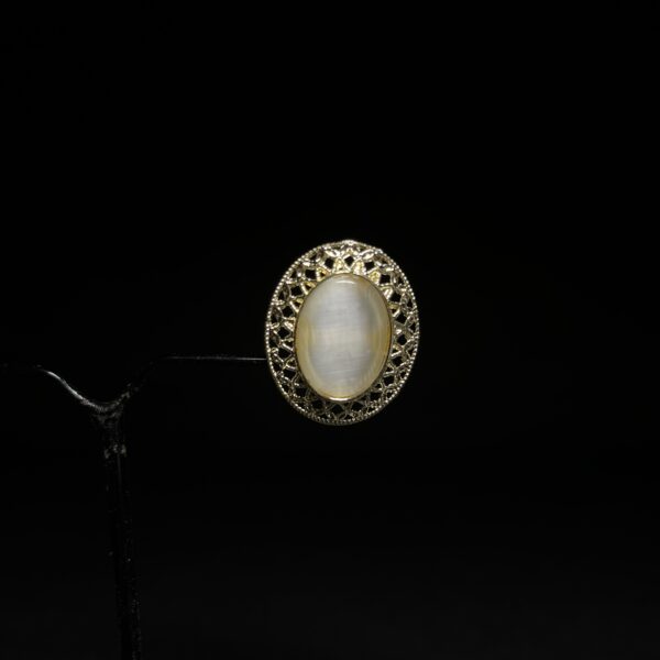 Antique Gold Oval Filigree Stud Earrings - Image 3