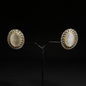 Antique Gold Oval Filigree Stud Earrings