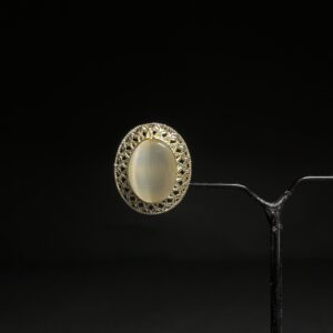 Alternative view of Antique Gold Oval Filigree Stud Earrings