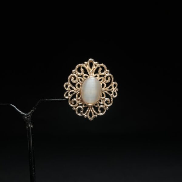 Rose Gold Filigree Pearl Stud Earrings - Image 2