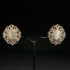 Rose Gold Filigree Pearl Stud Earrings