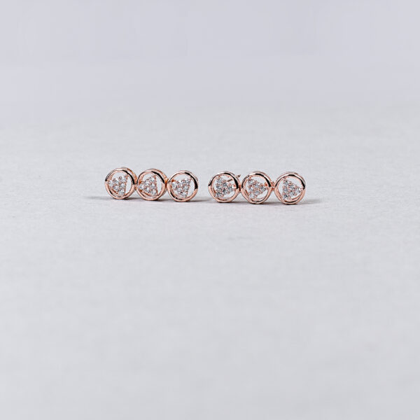Round Cage American Diamond Necklace Set – Rose Gold & Silver Variants - Image 3