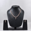 Round Cage American Diamond Necklace Set – Rose Gold & Silver Variants