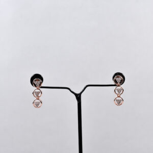 Alternative view of Round Cage American Diamond Necklace Set – Rose Gold & Silver Variants