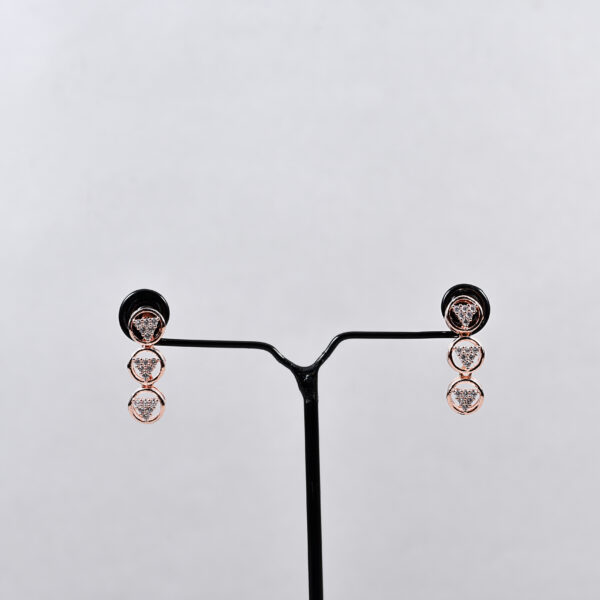 Round Cage American Diamond Necklace Set – Rose Gold & Silver Variants - Image 2