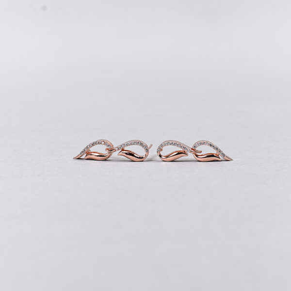 Twist Link American Diamond Necklace Set – Rose Gold & Silver Variants - Image 2
