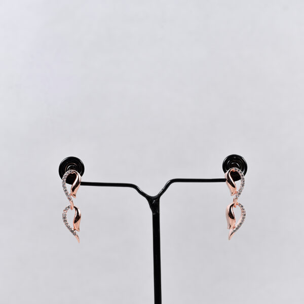 Twist Link American Diamond Necklace Set – Rose Gold & Silver Variants - Image 3