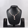 Teardrop Curve American Diamond Necklace Set – Rose Gold & Silver Variants