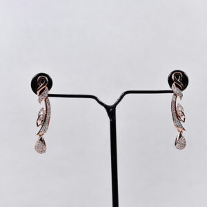 Alternative view of Teardrop Curve American Diamond Necklace Set – Rose Gold & Silver Variants