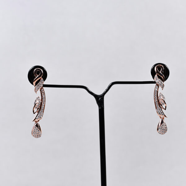 Teardrop Curve American Diamond Necklace Set – Rose Gold & Silver Variants - Image 2