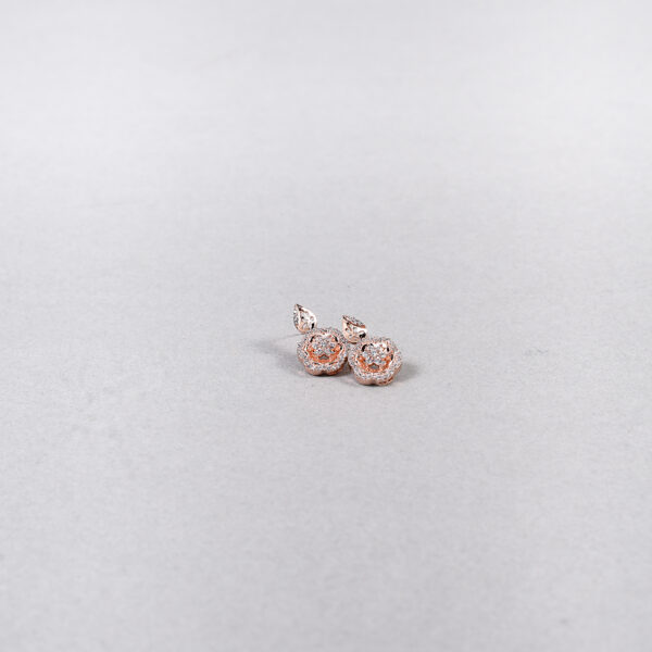 American Diamond Floral Charm Necklace Set – Rose Gold & Silver Variants - Image 3