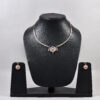 American Diamond Floral Charm Necklace Set – Rose Gold & Silver Variants