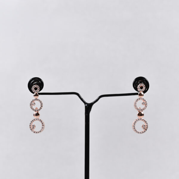 American Diamond Circle Link Necklace Set – Rose Gold & Silver Variants - Image 3