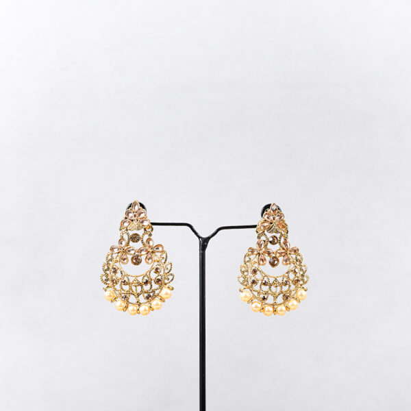 Royal Heritage Pearl Drop Set – Antique Floral Design - Image 2