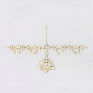 Kundan Studded Bridal Mathapatti with Pearl Latkan – Golden Finish