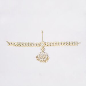 Traditional Kundan Mathapatti with Center Tikka – Golden Finish